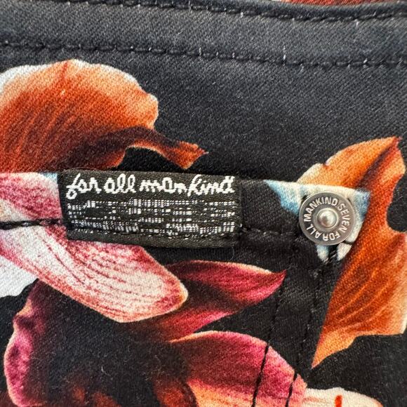 7 for all Mankind Black Tropical Floral Print Skinny Jeans Size 30 - Picture 7 of 9